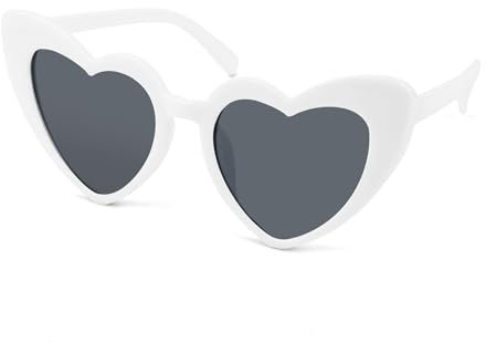 FEISEDY Herz Sonnenbrille Damen Retro 70er Jahre Herzform Brille Kiss Me Herzbrille Herzchen Brillen B2421