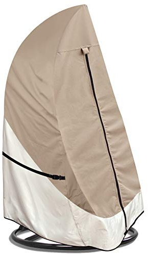 Porch Shield Housse de chaise à suspendre pour patio – Tissu 600D imperméable pour extérieur, pour chaise à siège unique en osier avec protection de support, marron clair et kaki