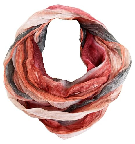 JameStyle26 Farbverlauf Seide Sommer Loop Verlauf Regenbogen Rainbow Silk Uni Rundschal Schlauchschal Stola Schal leicht (#2 Coral)
