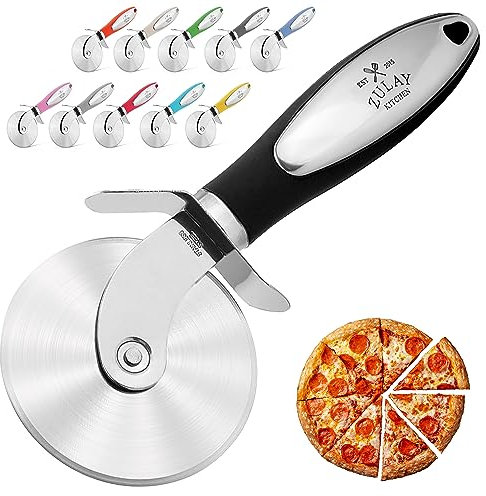 Zulay Premium Pizza Cutter - Steel Pizza Cutter Wheel - Food Grade Pizza Slicer - Smooth Rotating Pizza Cutter Wheel with Non-Slip Ergonomic Handle