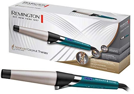 Remington Rizador de Pelo Advanced Coconut Therapy, Cerámica Avanzada con Coco y Filtros UV, Ondulador Barril de 25-38 mm, Rizos Grandes y Ondas, 5 Temperaturas hasta 210°C, Digital, CI86X8