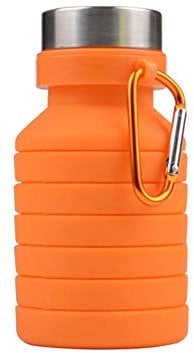 HGYJ Bottiglia d'Acqua Pieghevole da 550 ml Tazza d'Acqua per Sport all'Aria Aperta in Silicone da Corsa Fitness Tazza d'Acqua Portatile,Orange