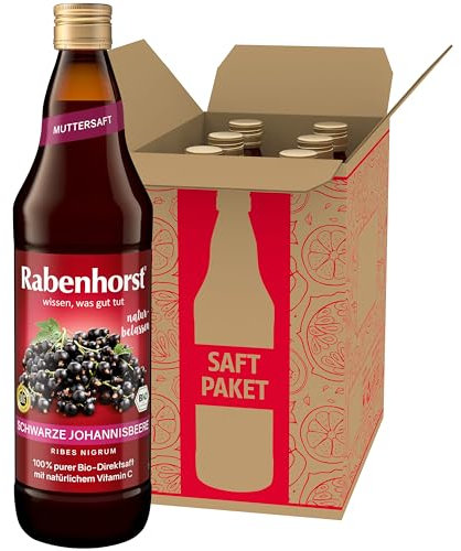 RABENHORST Schwarze Johannisbeere Muttersaft BIO 6er Pack (6 x 700 ml) - 100% purer Johannisbeer-Direktsaft aus erster Pressung