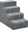 PawHut Hundetreppe 4-stufig, 35 cm Katzentreppe für Bett und Sofa, Haustiertreppe für Hunde und Katzen bis 5 kg, Plüschoptik, Hellgrau