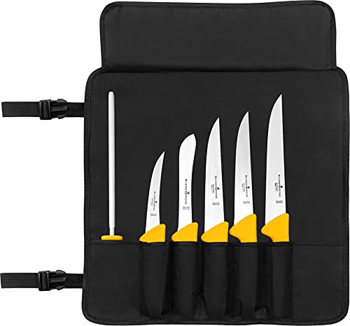 SCHWERTKRONE Borsa per Set Coltelli da Macellaio - 6 Fessure, Organizzazione Perfetta, Tessuto Robusto - Porta Cotelli Rotolo - Nero