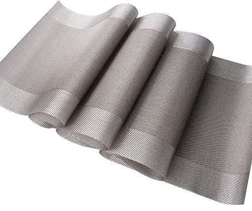 Vagasi Tischläufer Silbergrau Rolle Tischband Modern Leinenoptik Tischdecke für Innen- und Außenbereich, Gartentisch Couchtisch Tischwäsche Tischdeko，190 x 30 cm