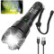 Rechargeable LED Flashlights High Lumens, 120000 Lumen Super Bright Powerful Flashlight, 5 Light Modes, Zoomable, IPX6 Waterproof Flashlights for Outdoor (Large)
