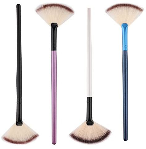 SAVITA 4Pcs Pinceau Éventail Maquillae, Fan Brush Fan Brush Maquillage Facial Brush Pinceaux de Maquillage pour Peeling Masque de Sommeil Maquillage de Masque de Boue (Multi Couleurs)