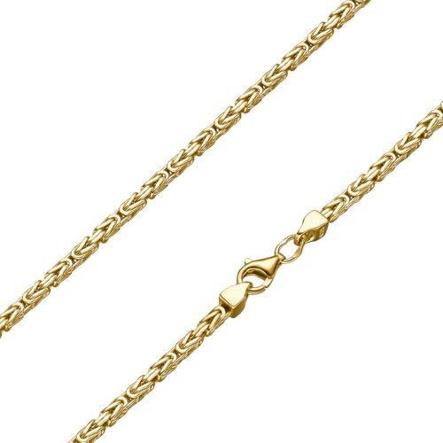 SchmuckForever Vergoldete 2,2mm Königskette 925 Silber massiv - Länge Wählbar Vergoldet Collier Halskette oder Armband (60)