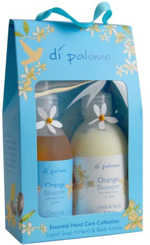 Di Palomo Orange Blossom & Honey Handcare Essentials Collection | 240ml Hand Soap, Hand Cream & Body Loton | Luxury Hand Wash | Pamper Gifts for Women or Mothers Day | Hand & Body Moisturiser.