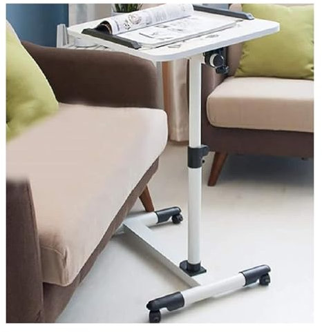 ColdShine 55×32cm Stehpult Höhenverstellbarer Schreibtisch/Mobiler Stehtisch mit 4 Rollen, Steh-Sitz Schreibtisch mit Rädern, Überbett-Tisch für Wohnzimmer, laptoptisch höhenverstellbar, Max 15