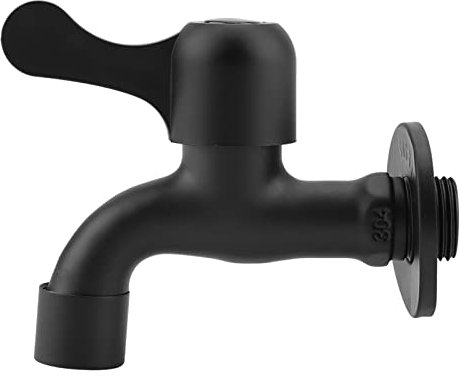 Robinet de Jardin Noir,Robinet D'eau de Jardin à Fixation Murale et Robinet D'eau Froide Poignée Carrée de Machine à laver,Robinet de Vadrouille Mural pour Lavabo Salle de Bain,Robinet Extérieur