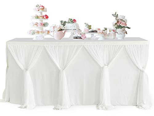 Tüll Tischrock Tütü Party Tischröcke Tischdeko, Weiß Tüll Tischröcke Tischdekoration Für Babyparty, Candy Tisch Tischdecke Tüll Für Hochzeit, Kindergeburtstag, Kommunion, Babyparty Dekoration