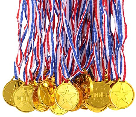 15 Stück Goldmedaille für Kinder Goldmedaillen Kinder Sieger Medallien Gewinner Medaillen,Kunststoff Medaillen Gold Kinder für Sport, Wettbewerbe Auszeichnungen Party Preisen Awards