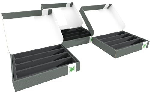 Feldherr Storage Box FSLB055 for model railway locomotives, wagons and vehicles - 4 slots for H0 gauge horizontal, Amount:3 pcs.