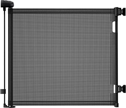 Autolock Retractable Safety Gate For Babies and Pets, Mesh Baby Gate or Mesh Dog Gate,Extends up to 55 Wide,33 Tall,One Handed Operation,Baby Gate For Stairs/Doorways/Hallways/Outdoor