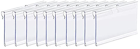 10 Stück 60x42mm Transparent Kunststoff Etikettenhalter, PVC Preisschildhalter Kunststoff Regal Etikettenhalter Namenskarten Halter für Supermarkt, Geschäft, Büro, Zuhause