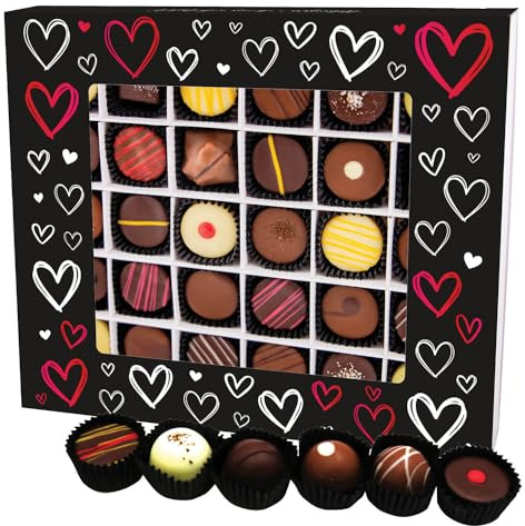 Hallingers Genuss Manufaktur Pralinen Valentinstagsgeschenk - mit & ohne Alkohol, handmade aus Confiserie-Edelkakao in wertiger XXL-Geschenkbox Love Black, Valentintstag für Frauen Männer