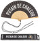 Fisura - Original handheld folding fan with message in french. wooden fan. Original holding Hand Fans. Fan with hanger included (Chaleur, black)