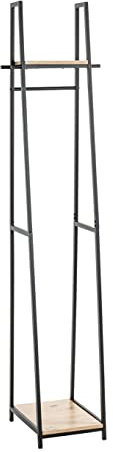 HAKU Standgarderobe Eiche hell, schwarz, MDF, Metall - Maße: B 38 x H 166 x T 40 cm, Style: Modern