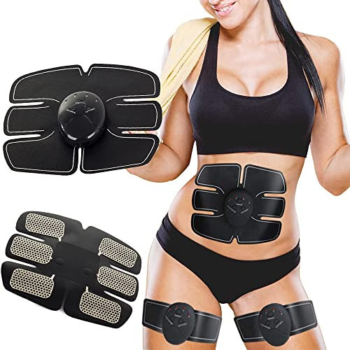 HUKITECH Elektrostimulator für Bauchmuskeln - EMS Massagegerät - Stimuliert Muskelkontraktionen - 6 Verschiedene Programme - Bedienfeld - Beseitigung von Cellulite - Premium QUALITÄT