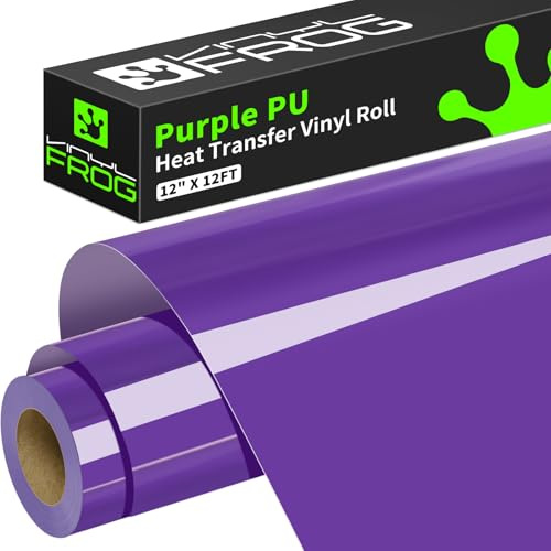 VINYL FROG Heat Transfer Vinyl Roll HTV Vinyl - 12 x12ft Purple Iron on Vinyl for T-Shirts, Heat Press Vinyl for DIY Craft Designs (Purple)