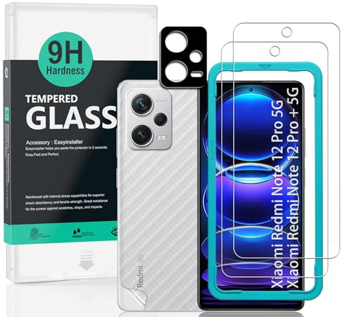 Ibywind Protector Pantalla para Redmi Note 12 Pro 5G/Note 12 Pro Plus 5G 6.67,2 Pieza Dureza 9H Cristal Templado,1 Pieza Protector Cámara,1 Pieza Película Trasera,Anti Arañazos,Sin Burbujas