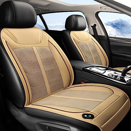 RIDAEX Cojín de Asiento de Coche de refrigeración de Verano de 12V cojín de Ventilador de ventilación Aire Acondicionado de vehículo Funda de cojín de Asiento de Conductor de refrigeración,Beige
