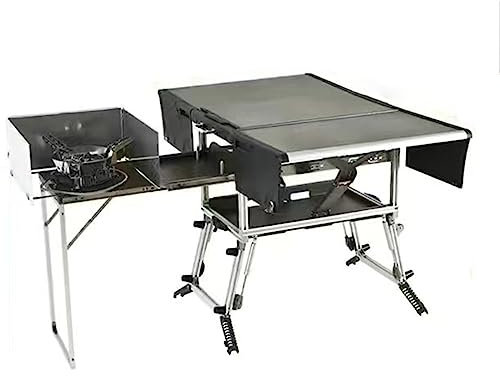 NOWLIN Table de Cuisson de Camping Portable Pliante en Alliage d'aluminium avec réchaud de Table de Cuisine Mobile de Stockage adapté au Pique-Nique de Camping