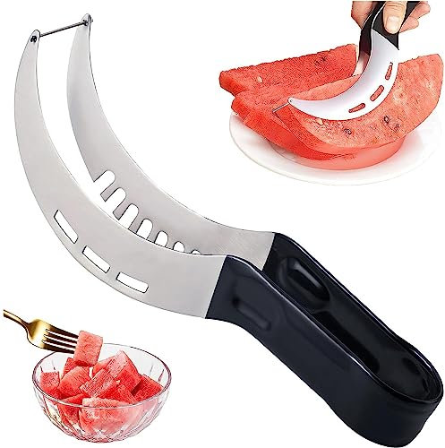 Cortador de Sandía, Acero Inoxidable Cortador de Melón, Cortador Sandia Acero Inoxidable, Cortador de Melón, para Papaya, Pitaya, Agua, Melón, Ensalada de Fruta, Herramientas de Cocina