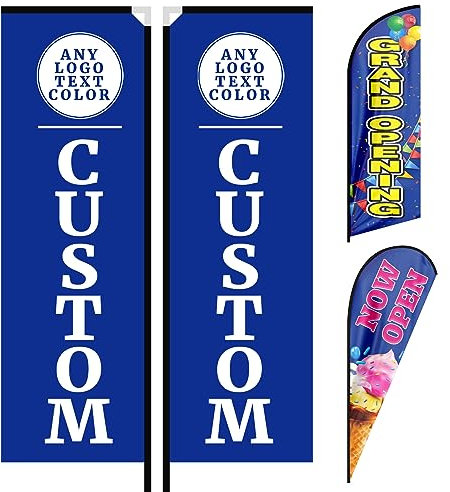 FSFLAG Bandera rectangular personalizada de plumas, banderas publicitarias rectangulares personalizadas, letreros rectangulares de bandera de publicidad personalizados para empresas y escaparates