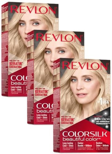 REVLON Colorsilk Colorazione Permanente Capelli Fai-da-te A Casa, Senza Ammoniaca E Arricchita Con Cheratina, 04 - Biondo Naturale Chiarissimo, 130 Millilitro (Confezione da 3)