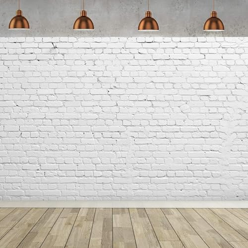 10x8FT Brick Wall Backdrop White Brick Photography Background Newborn Baby Shower Kids Adult Portrait Photoshoot Birthday Party Cake Table Decorations Banner Photo Booth Props