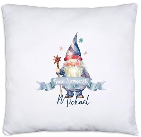 timalo® Personalisiertes Kissen mit Namen Dekokissen Jungen Mädchen Kinder Kopfkissen Geschenk Weihnachten | Wichtel
