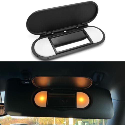 Abodvu Coque de rétroviseur de courtoisie compatible avec Mini Cooper 2015-2022 - Coque de rechange F55/56/60 pour gauche/droite - 1 boucle de miroir de maquillage - Noir