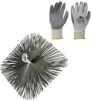 PINTO FERRAMENTA Scovolo kit Spazzacamino Pulizia Pulitore Pulisci Canna Fumarie Spazzola Tonda o Quadrata Asta Tubi Stufa Legna Camino Pellet Guanti (QUADRATO, 20X20 CM)