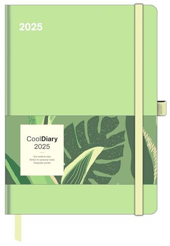 N NEUMANNVERLAGE - Matcha 2025 Cool Diary, 16x22cm, Wochenkalender mit Banderole und Lesebändchen, Tasche für Visitenkarte, Jahres- und ... und internationales Kalendarium: Cool Diary