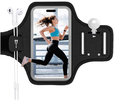 KASESSS Running Armband, Running Phone Holder 6.8 Inch Universal, Mobile Phone Armbands Reflective Strip, MP3 Player Armbands with Key Card Holder, Arm Phone Holder for Running Exercises Workouts