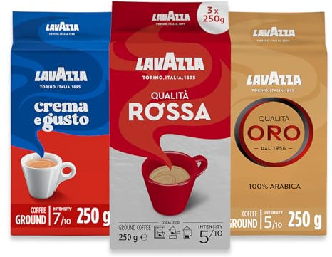 Lavazza Ground Coffee - Oro, Rossa & Crema Gusto - 3 Pack