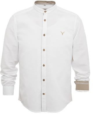 MarJo Herren Stehkragenhemd Roland weiß-Erde, 4XL