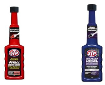 STP Petrol Injector Cleaner 200 ml, Mechanical Car Cleaning Products, Concentrated Cleaning Formula & Diesel High Milage Injector Cleaner 200 ml, Cleans and Protects your Engine for 300 miles