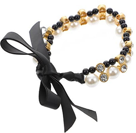 BESPORTBLE Pet Collar for Dog and Cat Decorative Dog Collar and Photography Pearl and Ribbon Design