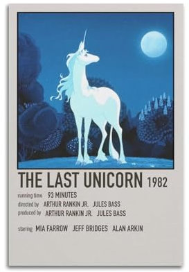 BIDNSNHKJ The Last Unicorn Raumdekoration, Poster, Druck, Wandkunst, Dekoration, Leinwandposter, ästhetisches Poster für Schlafzimmer, Wohnzimmer, Wand, 60 x 90 cm, ungerahmter Stil