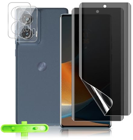 KeHowy Protector de Pantalla Privacidad para Motorola Moto Edge 50 Fusion, 2+2 Piezas TPU Anti Espía Película Protectora + Cristal Vidrio Templado Protector de Lente Cámara para Moto Edge 50 Fusion