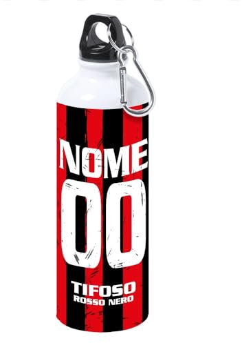 Borraccia Termica Tifoso Calcio Serie A Milanista Interista Napoletano Personalizzata Con Nome e Numero - Misura 23x21 in Alluminio Sublimatico