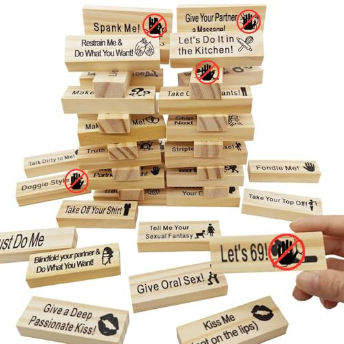 48 Stück Block Tower Spiel, Tower Stack Spiel Stapeln Holzblock Spiel Block Tower Spiel für Paare,Lustiges Paarspiel für Erwachsene,Ideal für Dates, Paare