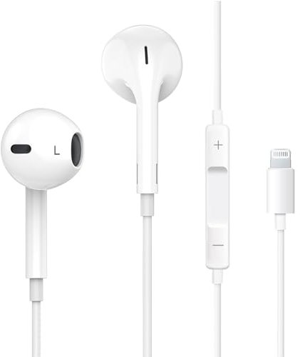 Apple Earbuds, [MFi Certified] with Lightning Connector Wired Earphones (Built-in Microphone & Volume Control) Noise Canceling Isolating Headphones for iPhone 14/13/12/11/SE/X/XR/XS/8/7-1Pack
