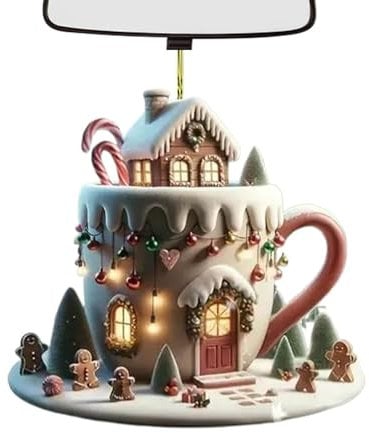 Coffee Cup Christmas Ornament,Hot Cocoa Coffee Ornament,Christmas Coffee Cup Ornament,Coffee Mug Decorative Tree Ornament,Coffee Cup Ornaments For Christmas Tree,Tea Cup Snow House Acrylic Bag Pendant