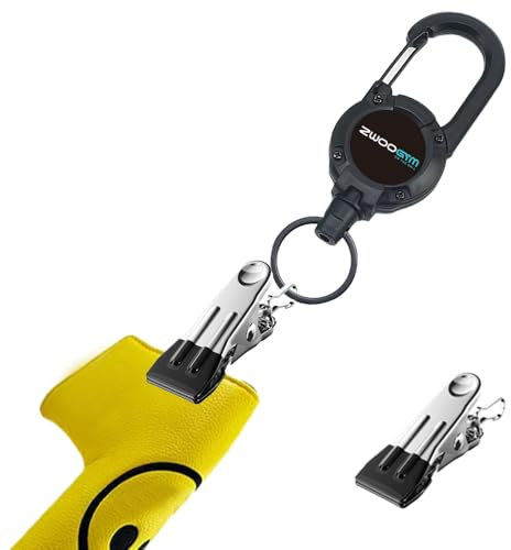 ZWOOGYM Verlieren Sie nie Ihre Golfschlägerhaube mit einziehbaren Clips, Sie Werden Ihre Schlägerabdeckungen Nicht verlieren, Golfschläger-Zubehör für Männer und Frauen (schwarz)