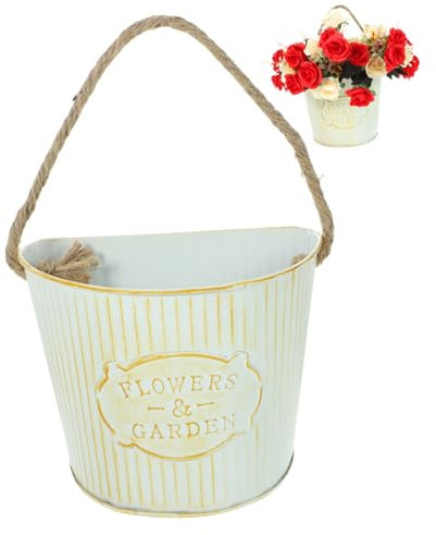 HANABASS Pot De Fleur Suspendu Au Mur Bleu Rétro Osier Planteur Bouteille Pendaison Plantes Artificielles Pot De Fleurs Vintage Poêle Trousse Maison Conteneur Terre Cuite Porte Usine Le Fer
